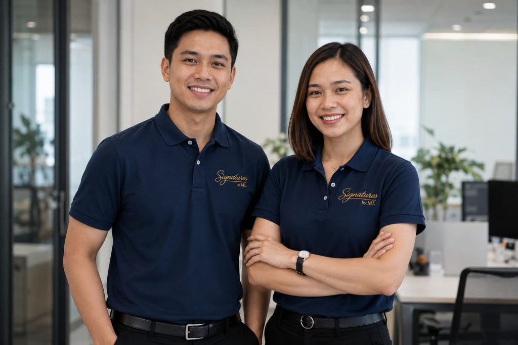 Professional embroidered corporate polo shirts and vests for Manhattan office staff