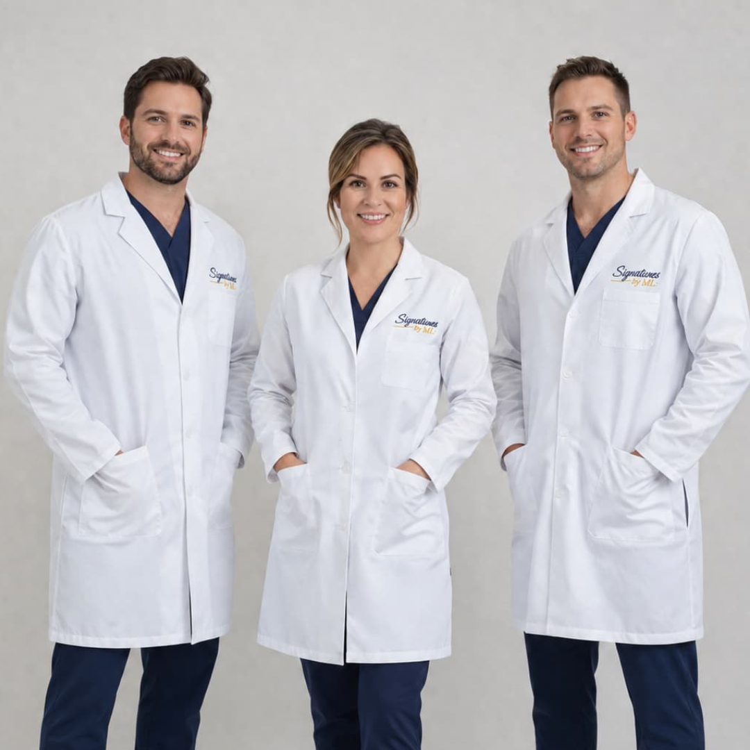 Custom embroidered lab coats for medical and laboratory staff